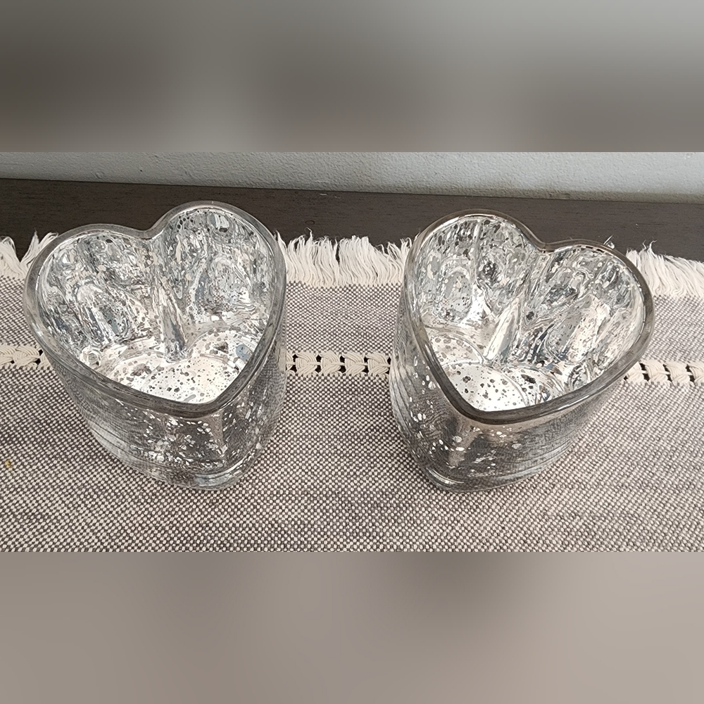 Pair of Heart PartyLite Tea light holders